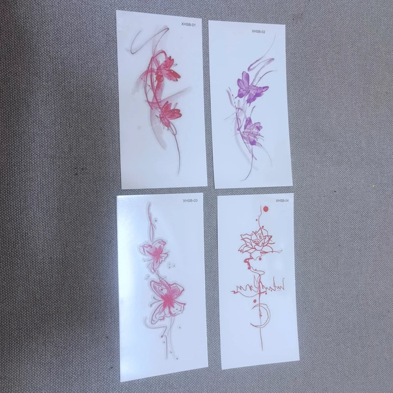 YICKYUE  -  4pc Sexy Butterfly Rose Tattoo Sticker Waterproof Collarbone English Pink Sweet Girl Art Fake Temporary Lasting Tattoo Tatuajes