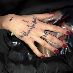 Waterproof Temporary Tattoo Sticker Black Chain Star Butterfly Tattoo Flash Tattoo Back of Hand Male Female