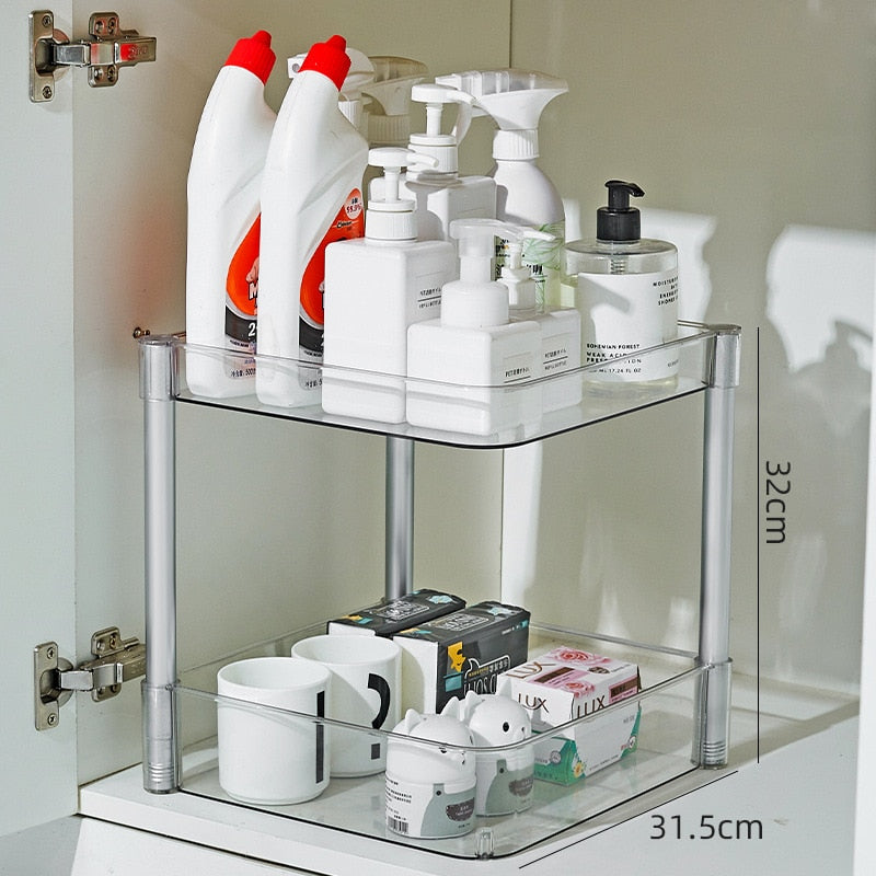 Yickyue Multifunctional Kitchen Rotating Shelf Floor Multi-layer Removable Cart Fruit and Vegetable Snacks Transparent Storage Rack