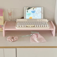 YICKYUE  -  Single-layer Young Girl's Heart Computer Height Increase Frame Desk Notebook Storage Shelf Student Dormitory Storage Bookstand