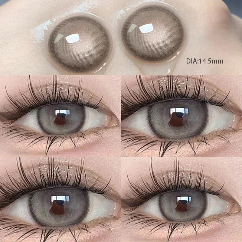 YICKYUE  -  1 Pair Blue Color Contact Lenses for Eyes Soft Round Natural Lens with Myopia Prescription Beauty Pupil Free Shipping