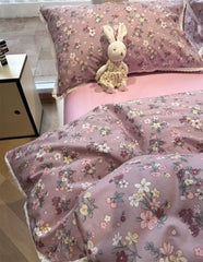 YICKYUE  -  Romantic purple floral lace bedding set,twin full queen king sweet flower cotton home textile bed sheet pillow case quilt cover