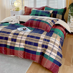 YICKYUE  -  Autumn Mocha Plaid Bedding Set