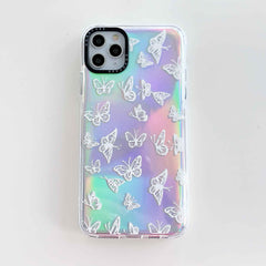 Silicone butterfly black phone case for iphone 11 11 Pro Max 7 8 plus XS XR XS MAX case laser tpu shockproof coque clear back