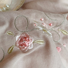 YICKYUE  -  Vintage Floral Embroidery Ruffles Bedding Set Pure Cotton Double Layer Crinkle Yarn Duvet Cover Bed Sheet Bed Skirt Pillowcases