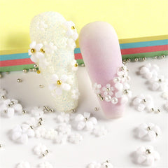 Acrylic Flower 3d Nail Art Decoration Mixed Size White Rhinestones Silver Gem Manicure Tool Nail Design Nail Styling Utensils