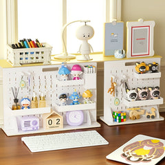 YICKYUE  A Set Of Drilling-free Nail Board Storage Set (including Accessories) Multifunctional Desktop Organizer, Suitable for Dormitory, Office Storage, Easy to Install High-Quality PVC Wood-plastic Board, Practical Shelf, Loc