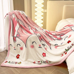 YICKYUE -  Coral Fleece Throw Blankets, Multi Function, Protable Blanket for Home,Travel, Cute Soft Bed, Sofa, Bedspread, Autumn, Winter