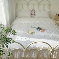 Korean princess style hair ball quilt cover lace four-piece bedding small fresh dormitory bed sheet bed skirt three-piece set