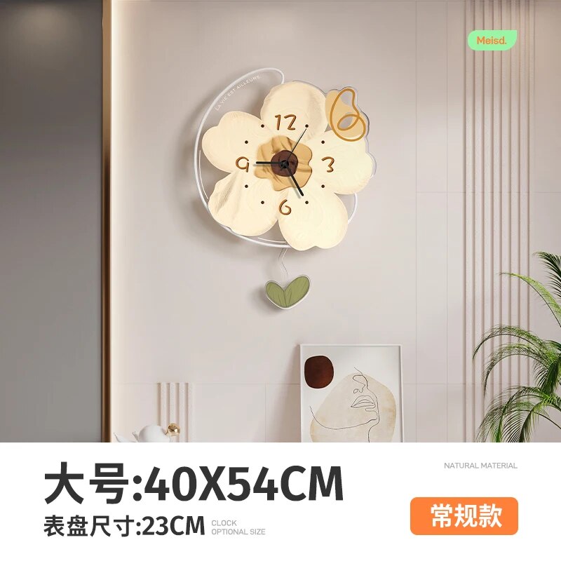 Yickyue Flower Aesthetics Wall Decor Funny Plant Classic Modern Clock Wall Art Cute Movement Minimalistic Quiet Neon Horloge Home Design