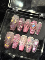 Yickyue Y2K Hot Girl Pink Extension Nails