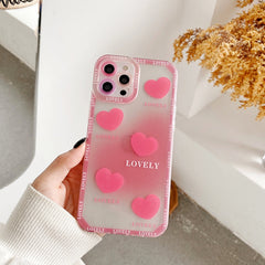 Pink lovely love soft silicone phone case for iphone 12 mini 11 pro max xs max 7 8 plus x xr cute heart angle cover capa shell