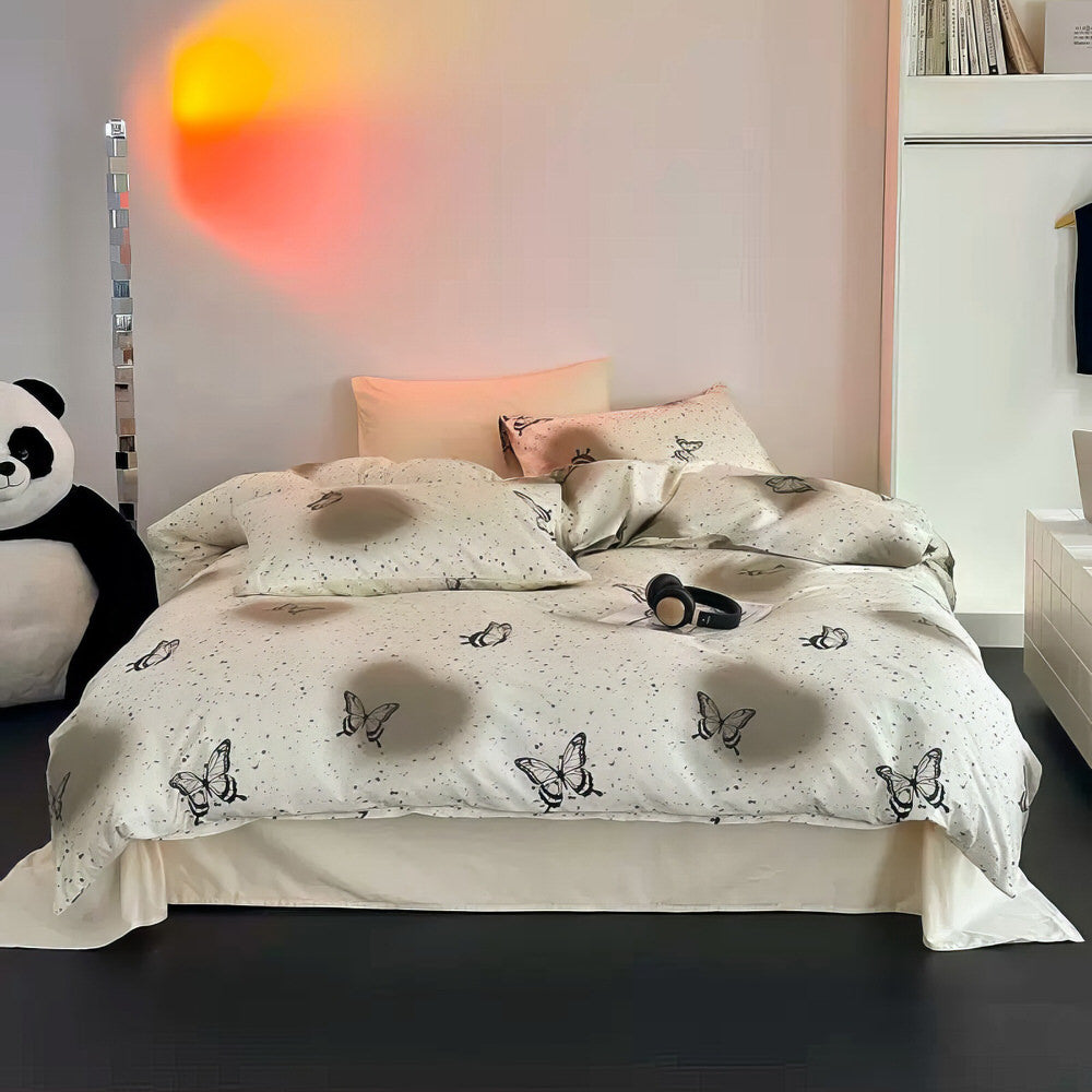 YICKYUE  -  Vintage Butterflies Y2K Aesthetic Bedding Set