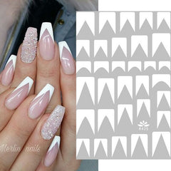 1 Sheet Gold Silver 3D Nail Stickers Decals Transfer Reflective Glitter French Tips Transfer Nail Art Decoration Manicure DIY