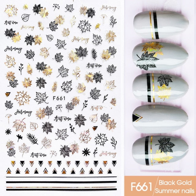 3D Christmas Nail Art Decoration Stickers Sparkly Gold White Colorful Glitter Geometry Snowflake Winter Slider Nail Foils CHF712