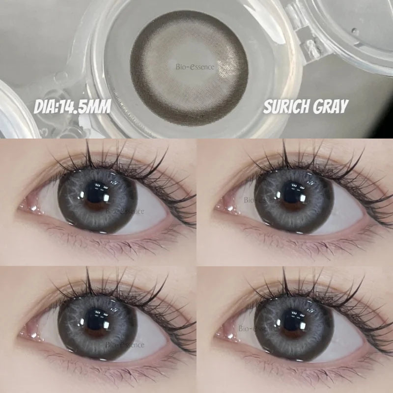YICKYUE  -  1Pair Colored Contact Lense with Prescription Natural Blue Korean Big Eyes Contact Yearly Use Pupils