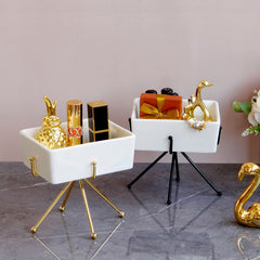 Yickyue new Iron Art Ceramics Storage Box  Home Storage Supplies Utility Cosmetic Container Desktop Holder Office Desk Accessories