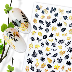 Flowers Leaves Line Autumn Winter Fall Nail Stickers Leaf Design Transfer Sliders Press on Nail Art Sticker Decals Manicures