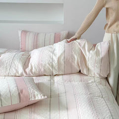 YICKYUE  -  Asymmetry Jacquard Bedding Set - Blue