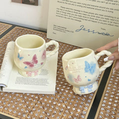 YICKYUE  -  Ins Butterfly Mug Girl Ceramic Cup Office Breakfast Milk Coffee Cups Birthday Gift Water Cup Kitchen Acceesories Room Decoration