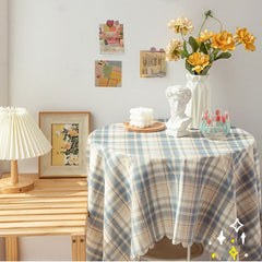 W&G Plaid Tablecloth 150cm Kawaii Student Dormitory Desk Mat Bedroom Japanese Girl Heart Simple Desktop Placemat Table Cloth