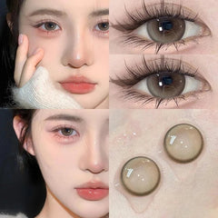 YICKYUE  -  1Pair New Color Contact Lens Korea Pupils Nature High Quality Myopic Gray Lens Blue  Eyes - 0.00 to- 8.00 Diopter Lenses