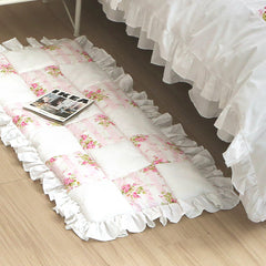 YICKYUE  -  Korean Bedroom Carpet Livingroom Rugs Pink Romantic Floral Cotton Hand-Stitched Cherry Tatami Mat Home Pastoral Soft Carpet