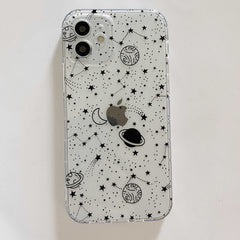 Moon starry sky planet soft silicone phone case for iphone 12 pro max mini 7 x 11 xsmax 8 plus xr cartoon shockproof cover capa