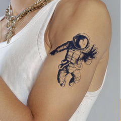 YICKYUE  -  1pc Black Waterproof Temporary Tattoo Astronaut Universe Series Fake Tattoo Arm Tatoos Body Art Cool Cartoon Tattoo Sticker