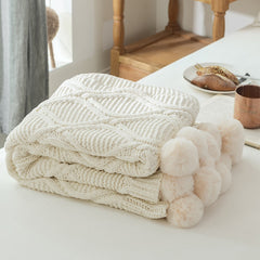 Blanket Chic Knitted Blanket With Balls Chenille Crochet Warm Bedspread Pink Throw Blankets for Bed Sofa P