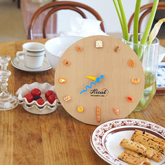YICKYUE  -  DIY Wooden Bread Wall Clock Ins Cute Desktop Clock 10inch Living Room Home Decorative Clock  Personality Creative Gift