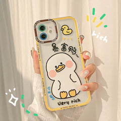 Fat duck cute phone case for iphone 8 7 plus 12 mini 11 pro max xsmax x xr se  cartoon cat eye rich lucky silicone cover