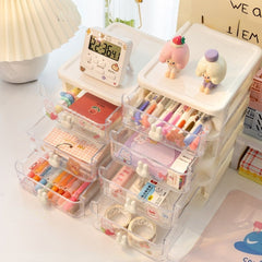 Kawaii Stationery Drawer Storage Boxes Desktop Student Ins Drawer Pen Holder Office Organizers New Small Debris Rack Cute