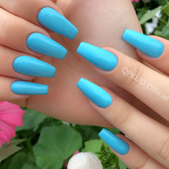 24Pcs Shiny Navy Blue Ballerina Coffin Fake Nail Artificial False Nail With Jelly Glue DIY Full Cover Finger Tips Manicure Tool