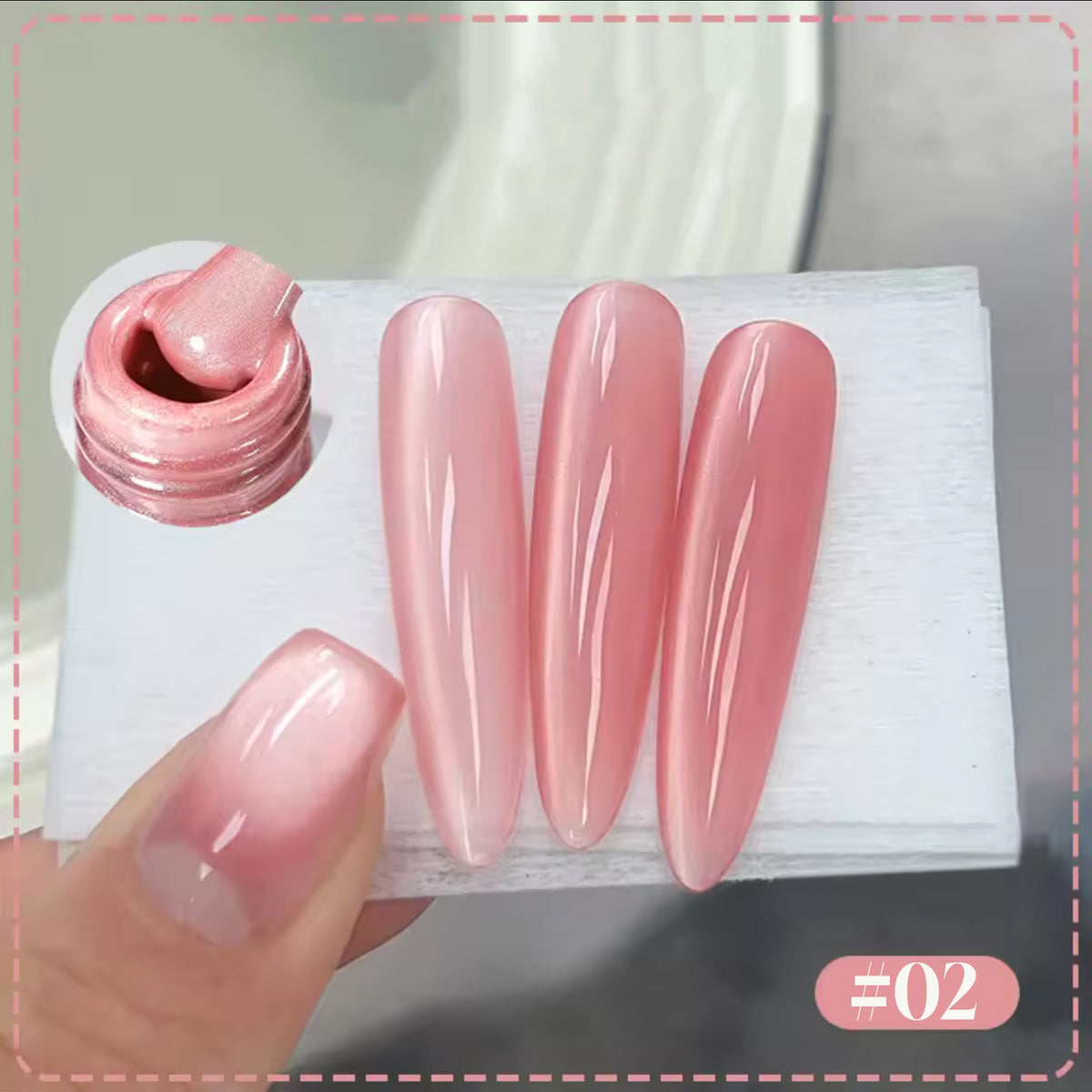 YICKYUE  -  10ml Pink Glass Bead Cat Magnetic Gel Nail Polish Spring Moonlight Jelly Crystal Semi Permanent Soak Off Manicure
