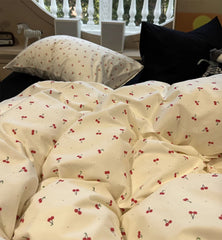 YICKYUE  Cute sweet cartoon cherry bedding set teen,twin full queen king lovely cotton home textile bed sheet pillow case quilt cover