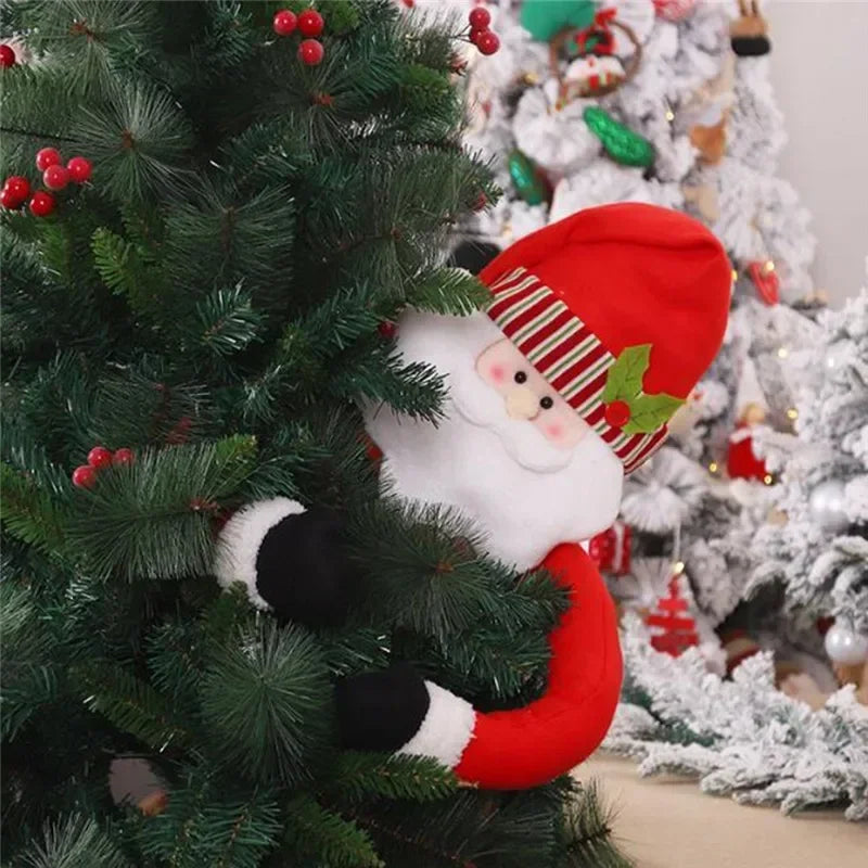 YICKYUE  -  Christmas Tree Ornament Cute Hugs The Tree Doll, Santa Claus Snowman, Festive Decor Noel Atmosphere Cloth Xmas New Year 2025