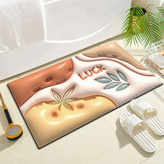 Yickyue 3D Pattern Diatom Ooze Bathroom Rug Super Water Absorbent Eco-Friendly Bath Door Carpet Anti-slip Quick Dry Washroom Floor Mat
