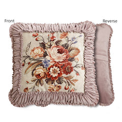 Yickyue French Retro Pillowcase Plush Light Luxury Sofa Decoration Cushion Home Pink Romantic Soft European Bedside Pillow with Core