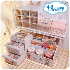 W&G 3pcs/Set Organizer Kawaii Deskpot Organizer Makeup Storage Box Container Drawer Cabinet Rack Home Decor 2022 Desk Storage
