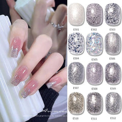 Yickyue Fashion Gel Nail Polish Bright Silver Diamond Semipermanent Soak off  Uv Gel Varnish Lacquer Nails Art