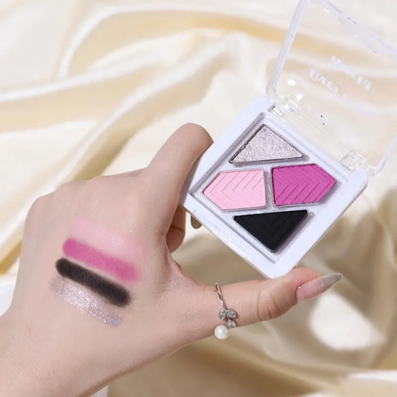 YICKYUE  -  4 Colors Eye Shadow Palette Matte Glitter Green Eyeshadow Blue Pink Black Eye Shadow Pigments Shadow Professional Makeup Palette