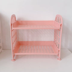 W&G New Ins Cosmetics Jewelry Double-layer Folding Storage Rack Simple Home Desktop Bathroom Rack Storage Rack