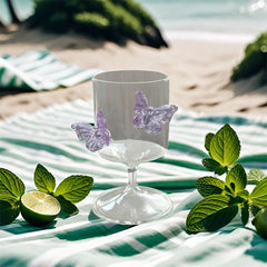 YICKYUE  -  In Korean Color Butterfly Wine Glass Simple Household Water Glass Creative Champagne Cocktail Goblet