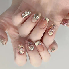 Heart Diamonds Handmade Press On Nails