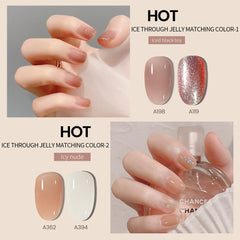 MAYCHAO 7.3ml Summer Pudding Gel Nail Polish Transparent Jelly Polish Top Coat Soak Off UV Gel Art Nail Varnish Semi Permanent