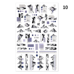 Abstract Lady Face 3D Nail Stickers Flowers Fall Leaf Sliders Paper Nail Art Decor Gel Polish Sticker DIY Manicure Foils Tips