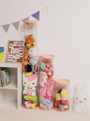 Doll Storage Bucket Box Basket Column Plush Toy Transparent Cylindrical Doll Doll Storage Rotatable PVC Cylindric Tubes
