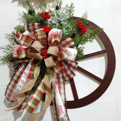 Farmhouse Wagon Wheels Wreath Christmas Winter Door Hanging Home Outdoor Decoration New Year Gift Christmas Decoration 2023