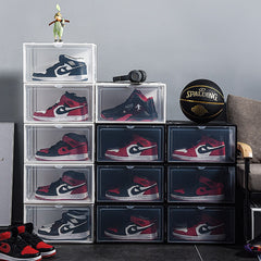2pcs AJ Sneakers Box Hardened plastic shoe box Stackable Cabinet Storage Box high-top Dustproof AJ shoes organizers Shoe Rack
